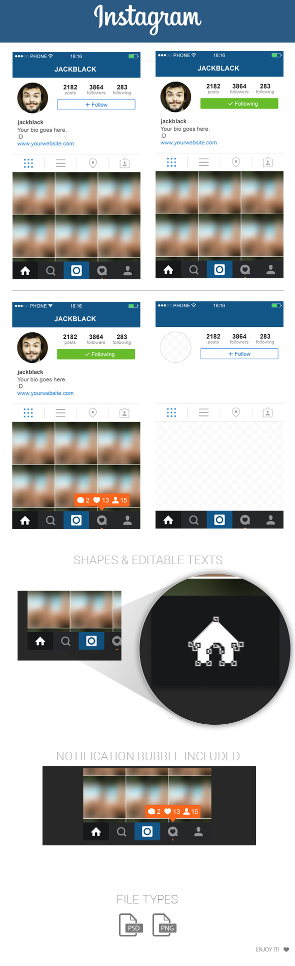 FREE Instagram Profile UI PSD May 2015 – MarinaD