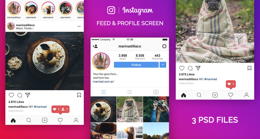 FREE Facebook Mobile UI PSD – MarinaD