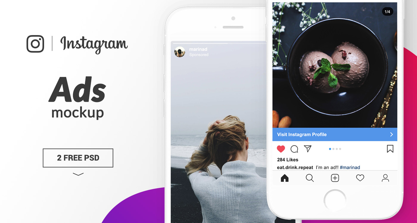 FREE Instagram Ads Mockup – 2018