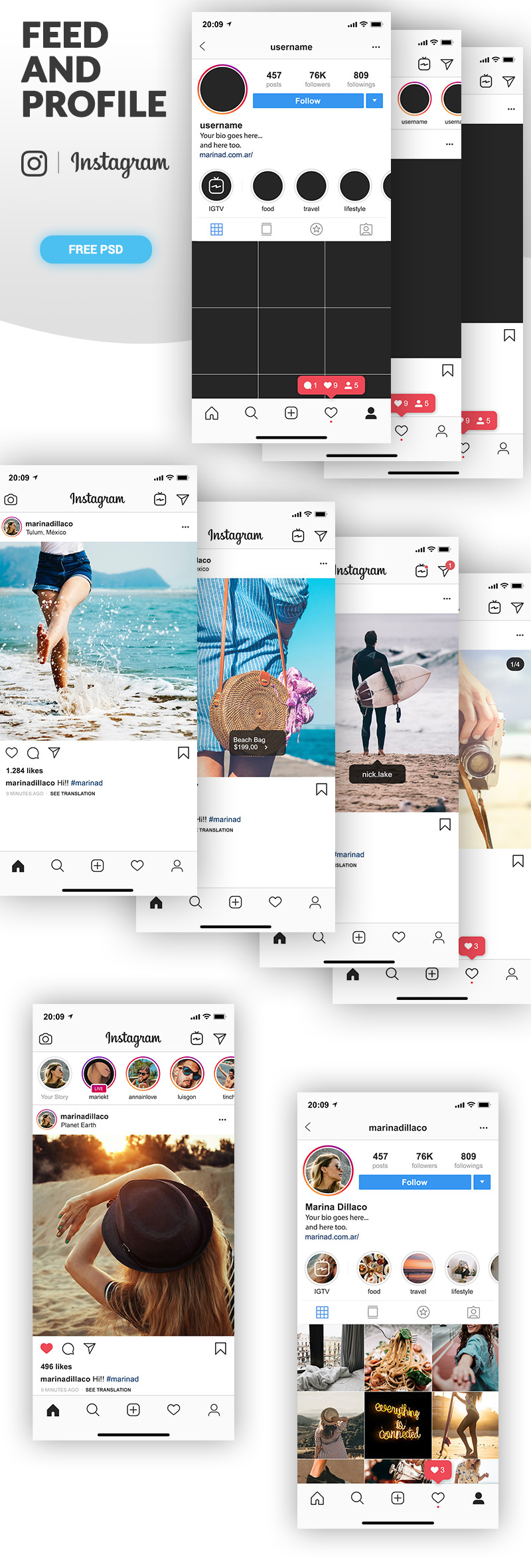 instagram psd ui mockup free